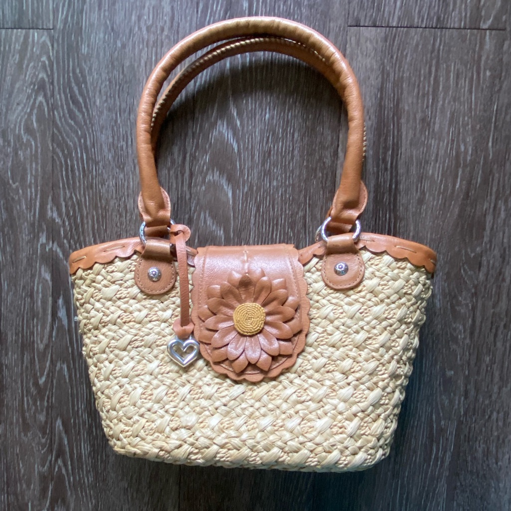 Brighton Woven Sunflower Shoulder Bag With Leather Trim